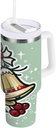 30 oz Tumbler With Handle and Straw Lid, Stainless Steel Vacuum Insulated Tumbler for Water, Iced Tea or Coffee, Easy to Clean (Christmas Bell)