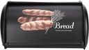 Oumefar Bread Box Stainless Steel Bread Bin Large Capacity Bread Storage Container cake box with Rolling Top Lid for Home Kitchen Party Bakery Restaurant (Black)