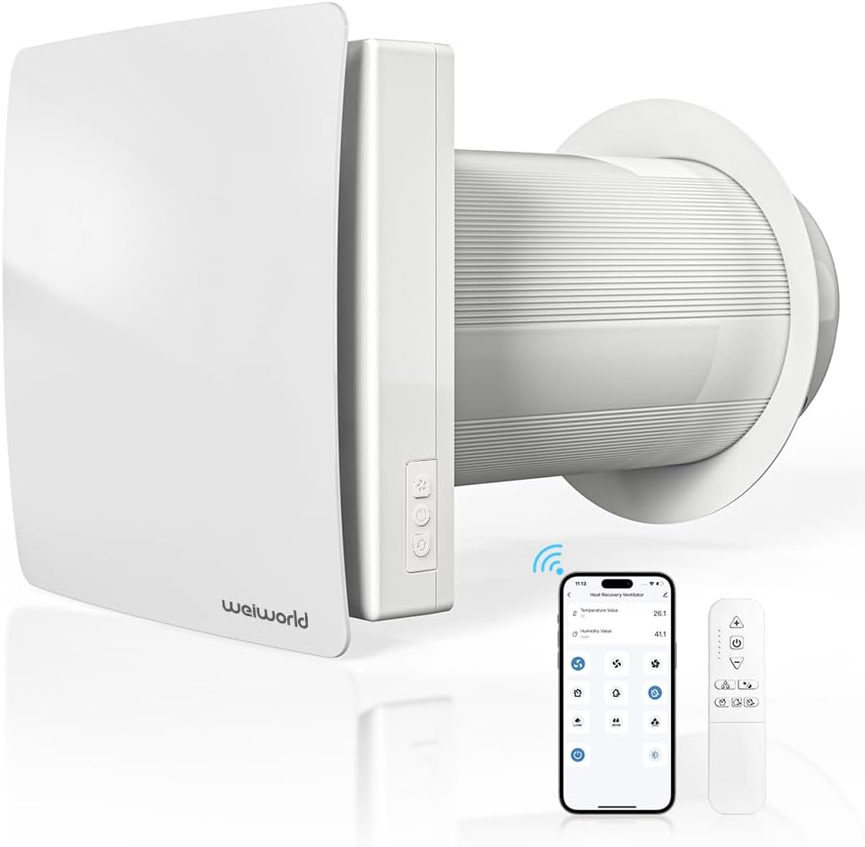 Through the Wall HEPA Ventilation Fan- Ultra Quiet EC Motor Wall Vent Fan with WiFi/Remote Control, Brings Fresh Air In and Exhausts Stale Air Out for Bedroom, Basement, Attic