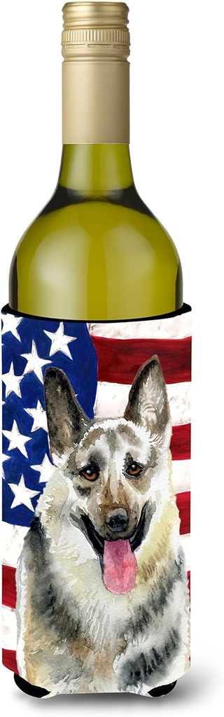 Caroline's Treasures BB9649LITERK East-European Shepherd Patriotic Wine Bottle Hugger Bottle Cooler Sleeve Hugger Machine Washable Collapsible Insulator Beverage Insulated Holder