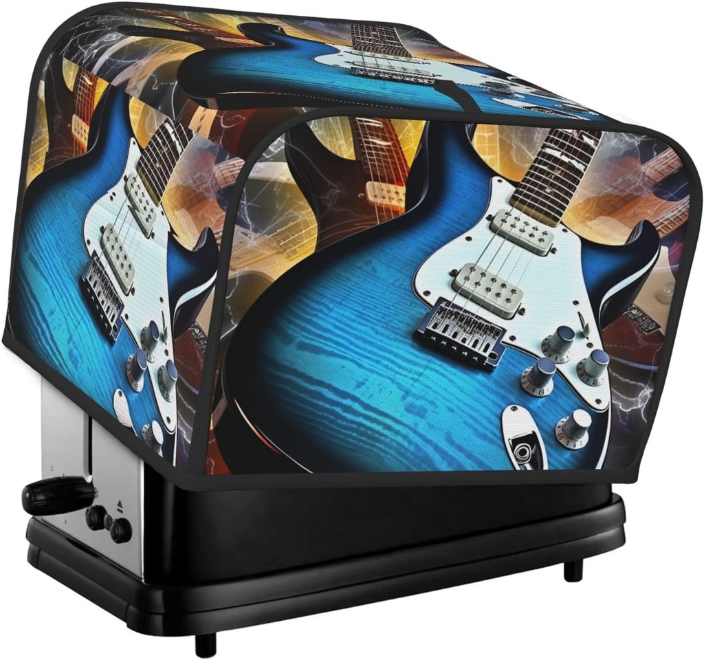 4 Slice Toaster Cover with Pocket Universal Size Toasters Dusts Covers Magic Electric Guitar Music Bread Machine Cover & Protection Bread Machine Protector Small Kitchen Appliance Covers