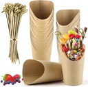50 Pcs Charcuterie Cups with 100 Cocktail Picks, Disposable 12oz Kraft Paper Snack Cup, Appetizer Cups for Parties