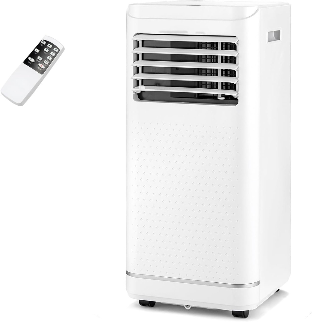 LDAILY Portable Air Conditioner, 3-in-1 Multifunctional Cooling Unit w/Dehumidifier & Fan Mode, Compact Design with Wheels, Child Lock & Timer for Bedroom Office Kitchen, White (8000 BTU)