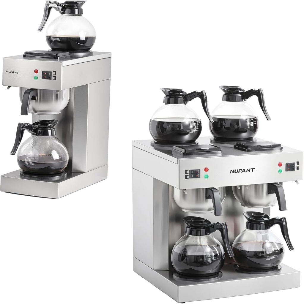 Commercial Coffee Maker bundle- 12 Cup Commercial Coffee Maker with 2 Glass Carafes and 2 Warmers Plate & 24 Cup Commercial Drip with 4 Glass Carafes and 4 Warmers Plate