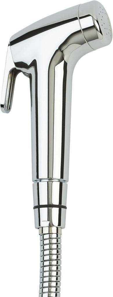 Brondell PS-91C PureSpa Essential Handheld Bidet Sprayer for Toilets, Includes Spiral Metal Hose and Holster, Ambient Temperature, Polished Chrome