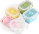 Collapsible Silicone Food Storage Container, Portion Control Container with Clip-on Lid, Stackable, Space Saving, Microwave/Fridge/Freezer/Dishwasher Safe, 5 Oz, Pack of 4