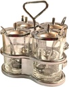 Condiment Holder Tray With 4 Jars and Spoons - Asian Dinnerware Style Server, Topping Dispenser, Seasoning Box for Table