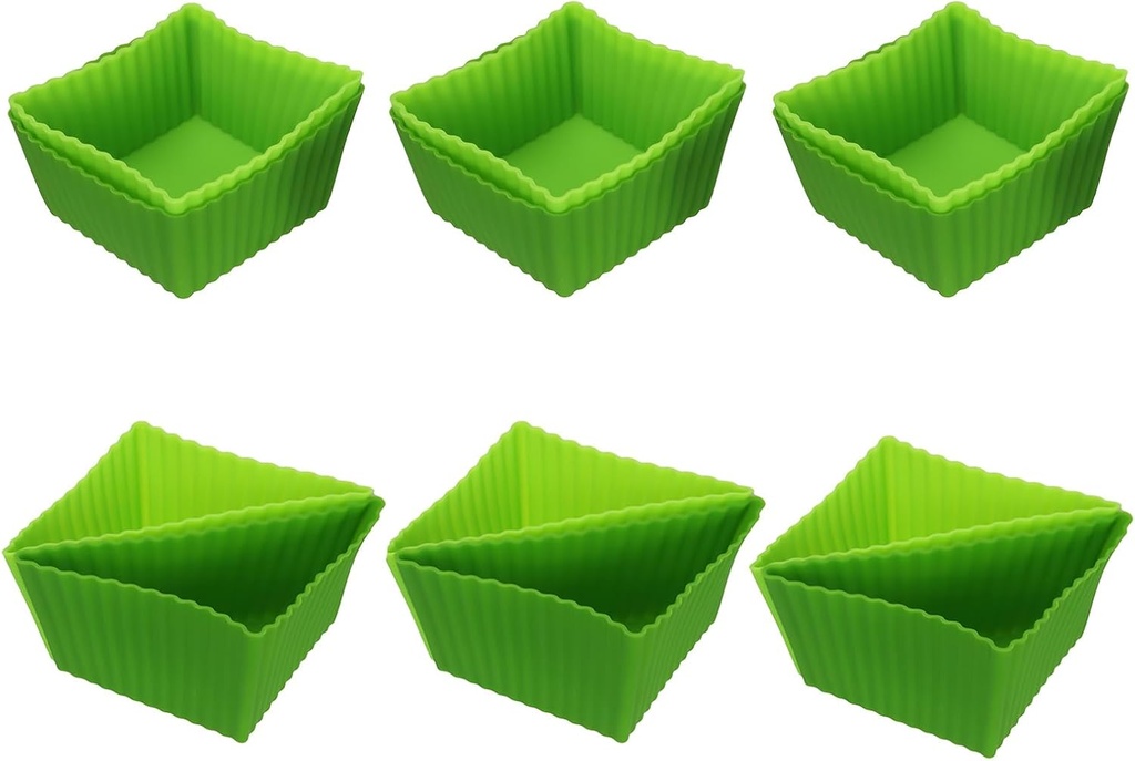 12 Pack Silicone Cake Molds Non-Stick Triangle and Square Cupcake Molds Oven, Microwave and Dishwasher Safe (3 sets of 2 rectangular and 2 triangle each)