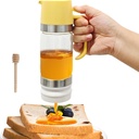 One-Press Honey Dispenser Bottle with Drip-Free Base, 12 OZ Glass Jar with Squeeze-Free Spout & Silicone Seal, Perfect Honey Pot Gift Set