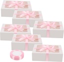 Cabilock 1set Cupcake Boxes Window Tart Holder Muffin Cake Boxes Includes Inserts and Ribbon for Bakeries and Catering Events