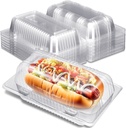 60 Pcs Clear Plastic Hot Dog Tray with Hinged Lid 6.34 x 3.86 x 2.44 Inch Hot Dog Container Disposable Clamshell Take out Containers Cake Slice Containers for Bakery Dessert Salads