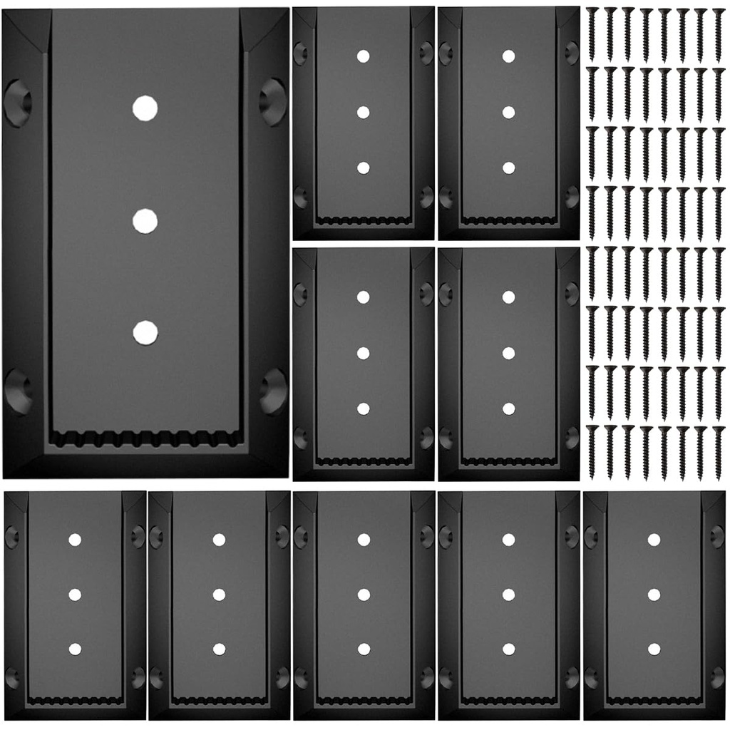 10pcs Deck Railing Bracket Connectors, 2x4 (1.5"x3.5") Brackets for Railing Wood Lumber Post, Sturdy Nylon Deck Rail Brackets with 70pcs Screws for Wooden Stair Fence Railings Handrail (DC01)