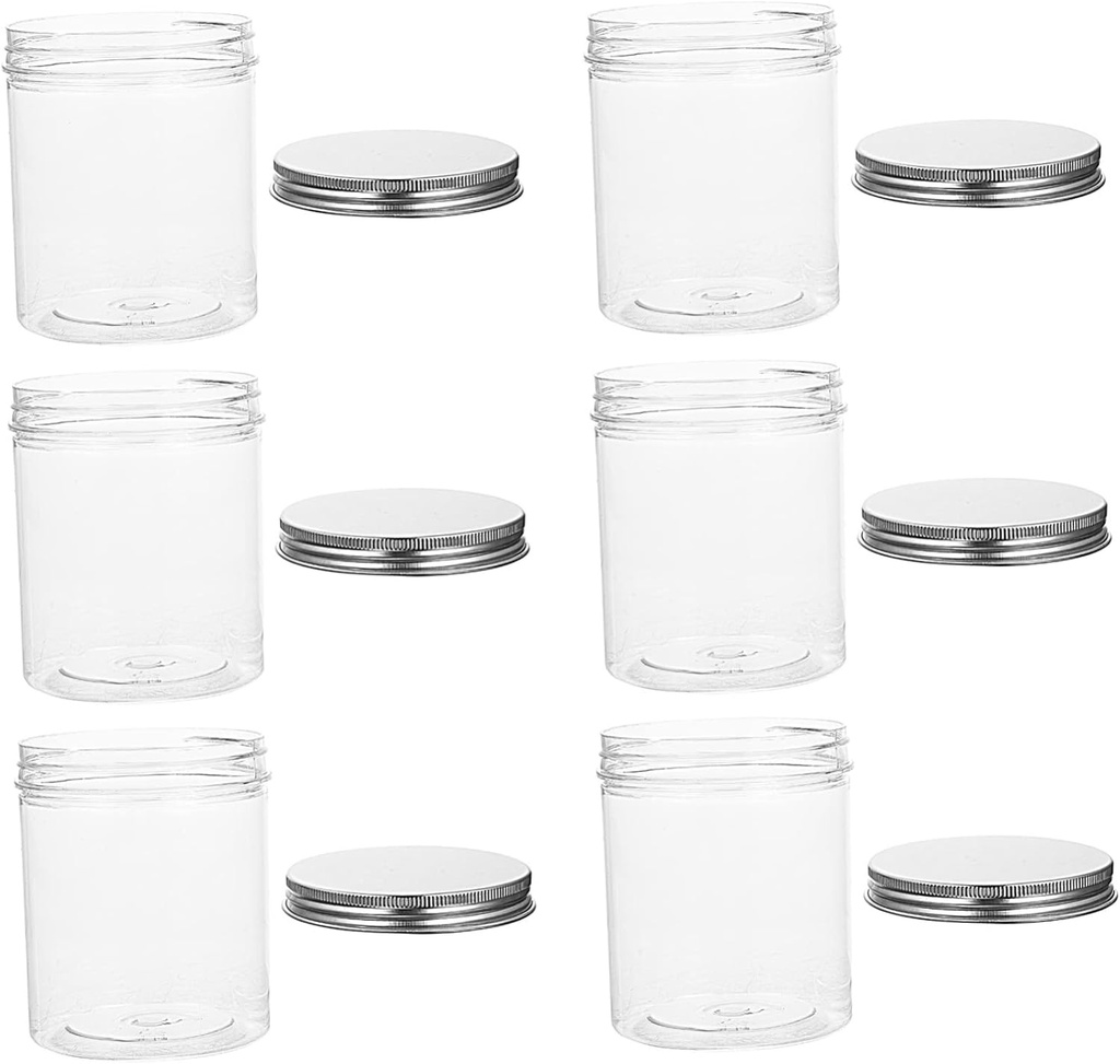 6pcs Transparent Cookie Jar with Aluminum Lid for Biscuits and Candy Storage Kitchen Counter and Party Favors