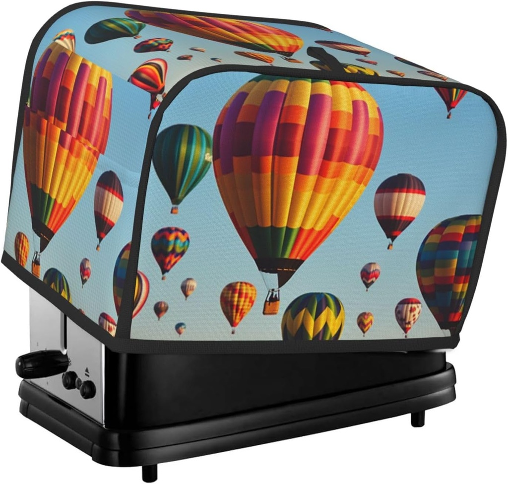 Hot Air Balloons 2 Slice Toaster Covers Dustproof Splash-Proof Bread Machine Cover Fingerprint Protectors Small Washable Kitchen Appliance Cover Universal Size