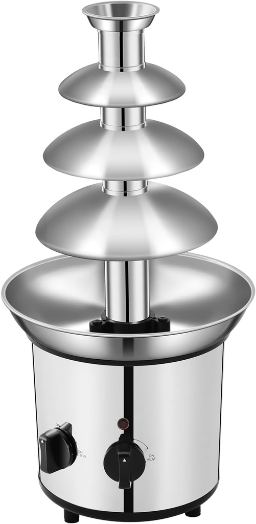 Chocolate Fountain, 1.8L/60.86oz Stainless Steel Chocolate Waterfall Machine, 4 Tier Chocolate Fountain Machine for Ranch/Cheese/Barbecue Sauce, Liqueur, Hotels, Cafes, Family Gatherings
