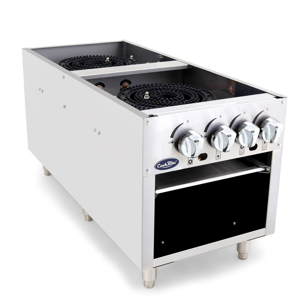 CookRite ATSP-18-2 Two Burner Stock Pot Stove Natural Gas Stainless Steel Countertop - 160,000 BTU