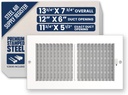 Air Supply Vent Cover for Wall or Ceiling 12 x 6 Inch (Duct Opening), Solid Steel Supply Air Grille, Outer Dimensions: 13.75"W X 7.75"H, White
