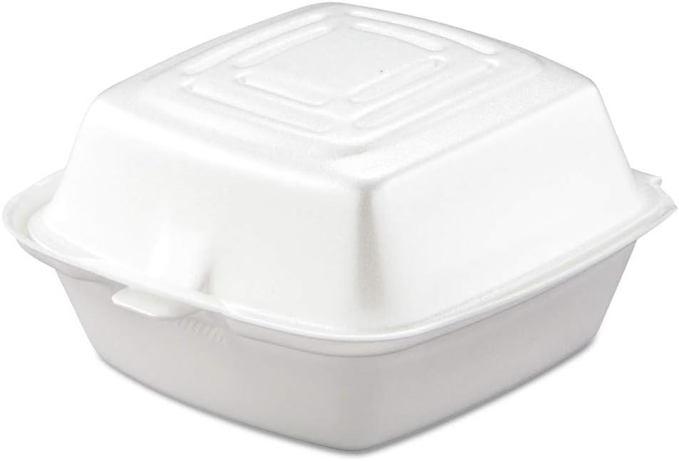 DART CONTAINER Dart Carryout Food Container, Foam, 1-Comp, 5 1/2 x 5 3/8 x 2 7/8, White (Case of 500), 1 Compartment