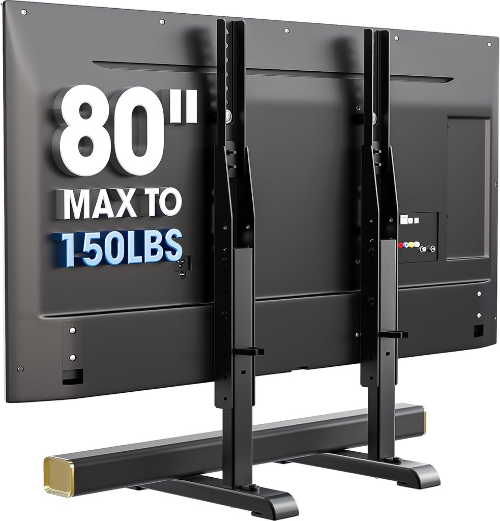 AX WABER Universal TV Stand, Table Top TV Stand Base Wobble-Free Replacement for Most 24 to 80 Inch LCD LED TVs, 7 Height Adjustable TV Legs Hold up to 150lbs, Max VESA 800x500mm, Black AX10TB02