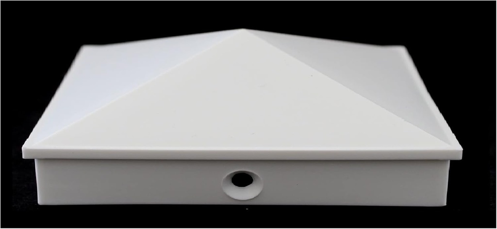 White Plastic Pyramid True 8" x 8" (200mm x 200mm) Fence Post Cap with Pre-Drilled Holes (2)