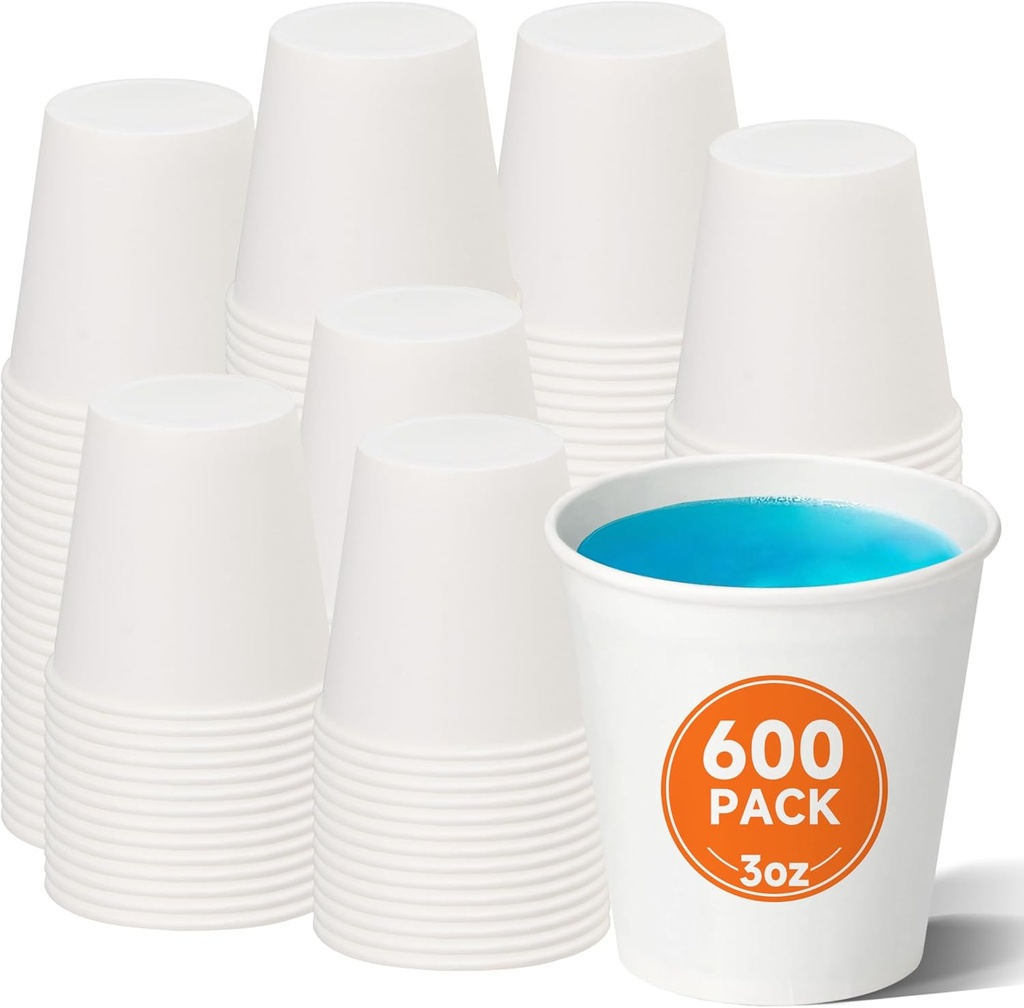 600 Pack 3 oz Small Paper Cups, Disposable Bathroom Mouthwash Cups, Espresso Cups, Ideal for Parties and Everyday Use