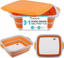 Collapsible Cutting Board with Container, Foldable Camping Sink with Colander, BBQ Prep Tub with Lid, Multifunction Dish Basin for Kitchen, Bowl, Vegetable and Fruit, 2.11 Gal/8L Storage Basket