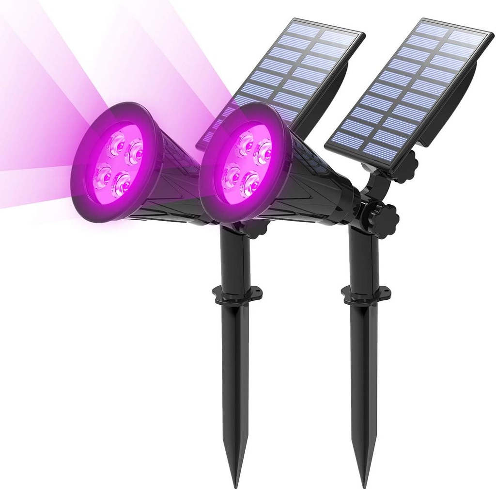 T-SUN [2 Pack] LED Solar Spotlights, Waterproof Outdoor Security Landscape Lamps, Auto-on/Auto-Off by Day, 180 Angle Adjustable for Tree, Patio, Yard, Garden, Driveway, Stairs, Pool Area(Purple)