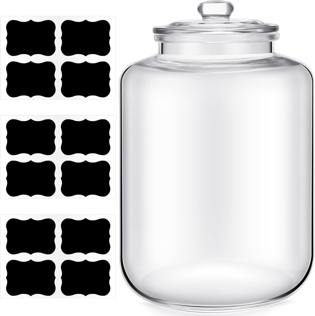 Yaomiao 4 Gallon Glass Jar with Lid Large Cookie Jar with Big Opening Airtight Food Storage Canister Canning Jars for Flour Sugar Dog Treats Pasta Candy Glass Containers with Lids for Kitchen Pantry