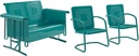 Crosley Furniture Bates Retro Metal Outdoor Loveseat Glider (CO1024-TU) and Arm Chair Set (CO1025-TU), Turquoise Gloss