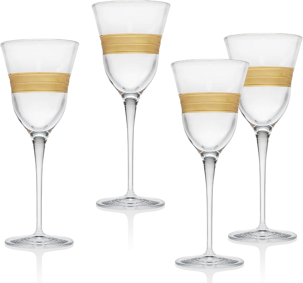Godinger Wine Goblet Beverage Glass Cup- Abruzzo Gold, Set of Four