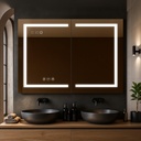 Blossom LED Mirror Medicine Cabinet with Lights, 48x32 Inch - Lighted Bathroom Mirror Medicine Cabinet with Defogger - Recessed or Surface 3X Makeup Mirror, 3 Color Dimmer, Outlets & USB - A2(M)-48
