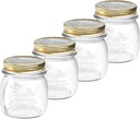 Bormioli Rocco Quattro Stagioni set of 4 Clear Airtight Mason Jars, 8.5 Oz. Made from BPA Free Durable Glass, Made In Italy.