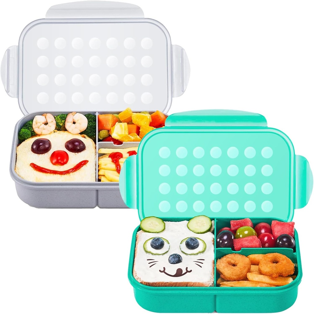 MISS BIG Bento Box,Bento Box for Kids,Lunch Box Kids,Ideal Leakproof Kids Lunch Box,Lunch Containers No BPAs and Chemical Dyes,M/W,D/W & Fridge Safe(Green & Gray)
