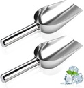 2 Pcs Ice Scoop for Freezer, 6 Oz Metal Ice Scooper, Stainless Steel Small Scoops with Round Bottom for Ice Machine Kitchen Flour Bar Party Wedding Pet Dog Food