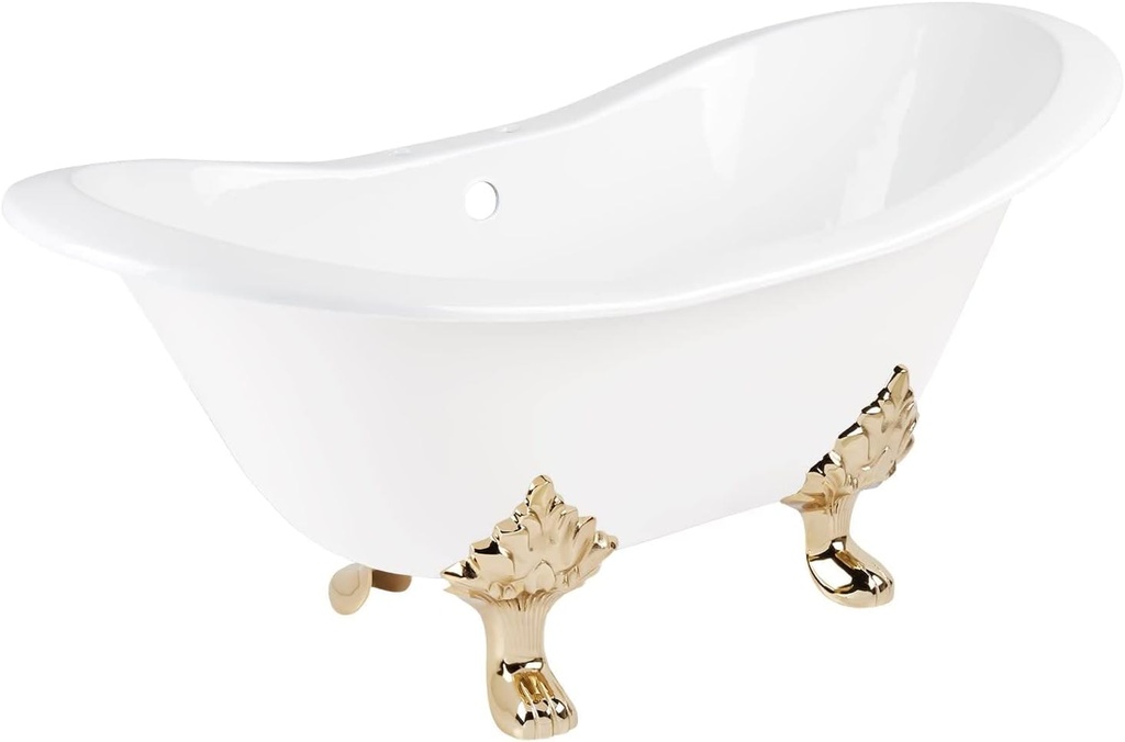 Signature Hardware 307122 Arabella 72" Cast Iron Soaking Clawfoot Tub with Pre-Drilled Overflow Hole