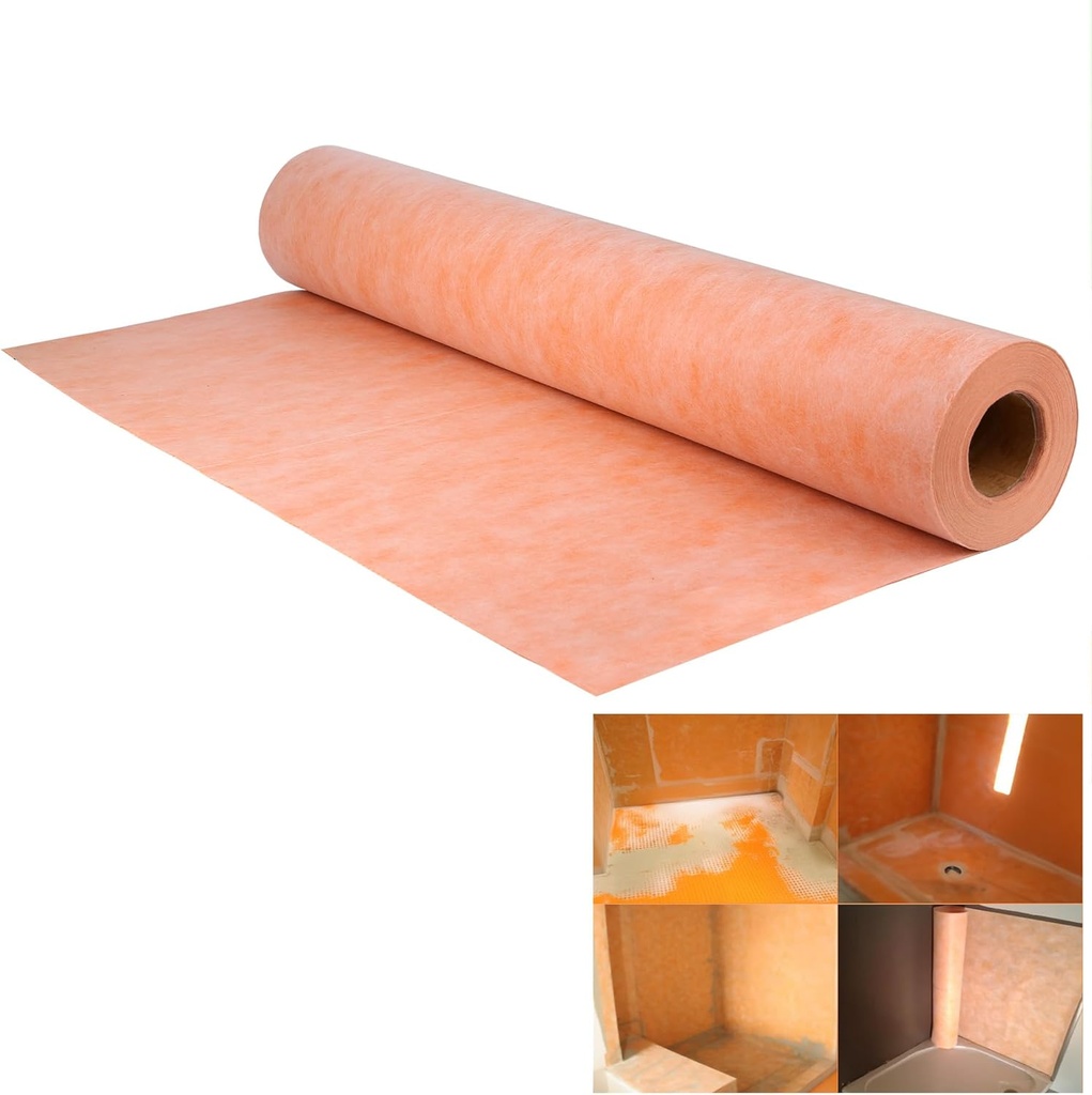 Professional Waterproof Membrane for Shower,- 3.3 FT x 98.5 FT Roll (323 Sq Ft), 23.6 Mil Thick, Superior Waterproofing Solution for Bathroom, Kitchen,Saunas and Wet Areas