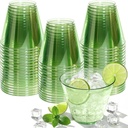 50 Pack Plastic Disposable Cups 9 oz Green Drinking Glasses for Cold Water Sturdy Plastic Cup for Cocktails Cups Bulk for Wedding Thanksgiving Christmas Party