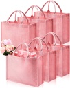 Shappy 6 Pcs Burlap Tote Bags with Handles, Jute Grocery Bags with Laminated Interior for Wedding, 15.8 x 11.8 x 5.9 Inch (Pink)