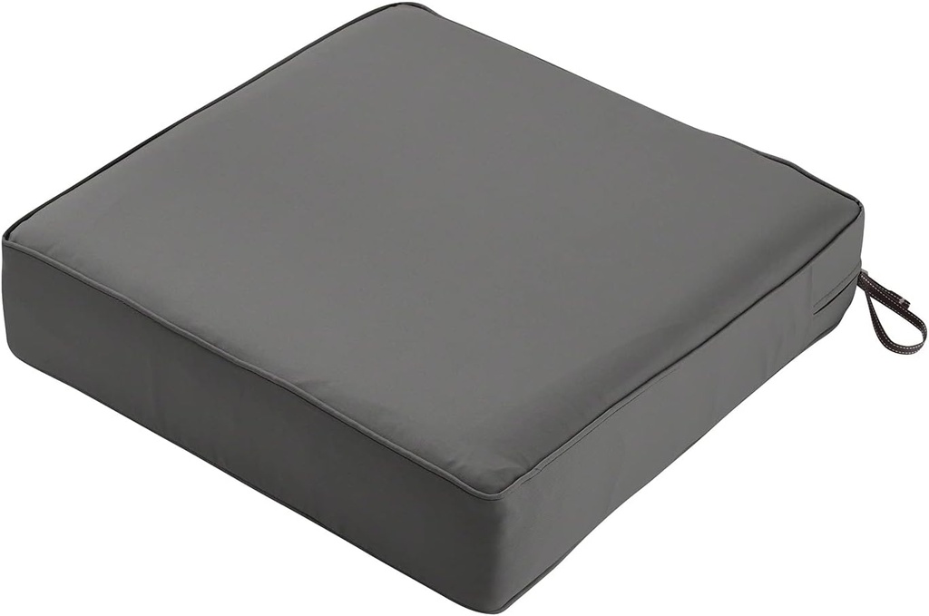 Classic Accessories Montlake Water-Resistant 21 x 21 x 5 Inch Square Outdoor Seat Cushion, Patio Furniture Chair Cushion, Light Charcoal Grey, Patio Furniture Cushion Covers