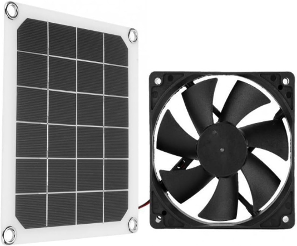 Ventilation Fan, 10W Solar Panel Exhaust Fan Kit With Protective Net 6 Inch Portable Powered For Pet Chicken House Toilet for Vent Bathroom, Kitchen