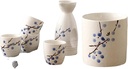 Sake Set Japanese Sake Pot Set Traditional Sake Cup Hand Painted Design Porcelain Pottery Ceramic Crafts Wine Glasses Cups 6 Piece,H,practical