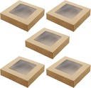 ABOOFAN 5pcs Window Dessert Packaging Box Light Brown Paper Box for Cupcakes Pastries and Sweets Sturdy and Recyclable Bakery Containers