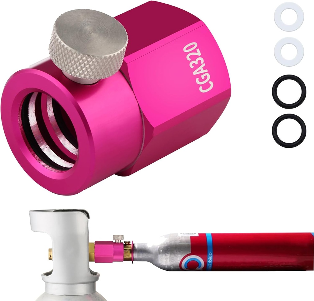 Quick Connect CO2 Refill Adapter for Soda Maker Pink CO2 Cylinder, CGA320 CO2 Tank Connector Kit for Filling 60L CO2 Canister Compatible with DUO ART TERRA GAIA Machines