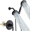 POP SANITARYWARE Black Dual-Function Shower Faucet Set with Valve Bathroom High Pressure 35 Setting Dual 2 in 1 Shower System with Handheld Showerhead 3-way Water Diverter Shower Trim Kit