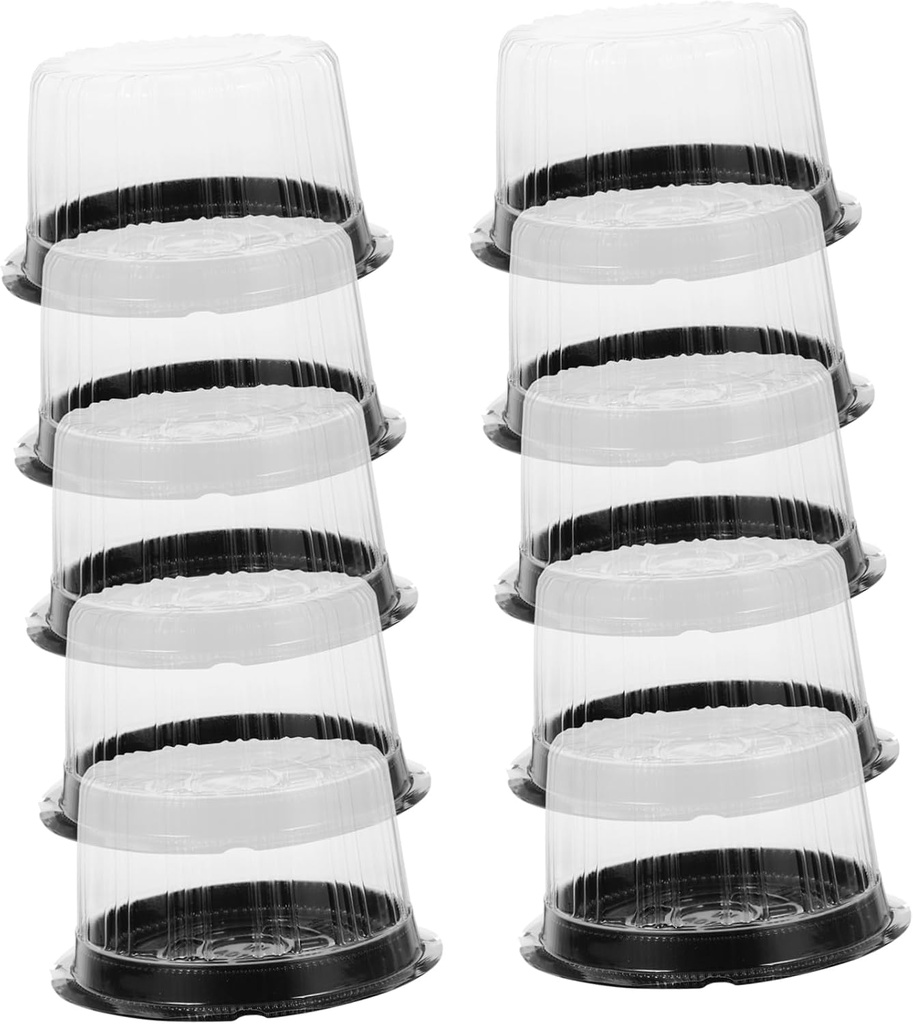 STOBAZA 10Pcs Clear Round Cake Box Cake Carrier for Bakery Display for Birthday Parties Weddings and Transporting Cakes Easy Assembly and Lightweight Design