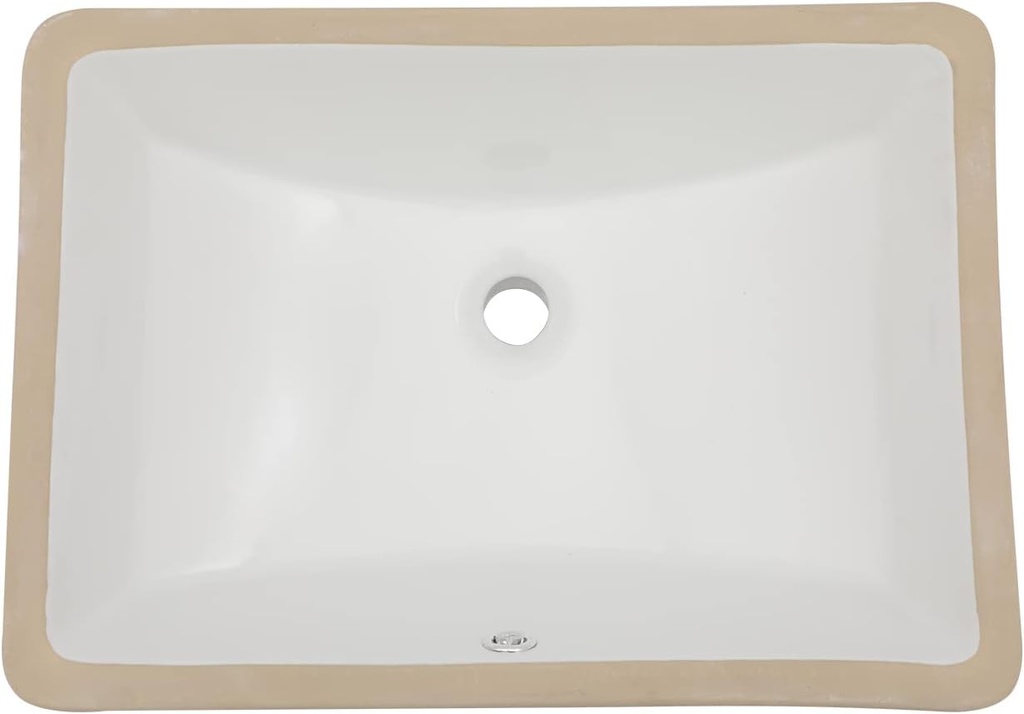 Sarlai Undermount Bathroom Sink - 21 x 15 inch Rectangular Vessel Sink Undermount Modern White Ceramic Rectangle Sink, Vanity Sinks Art Basin with Overflow, Interior Bowl Size 19" x 13"