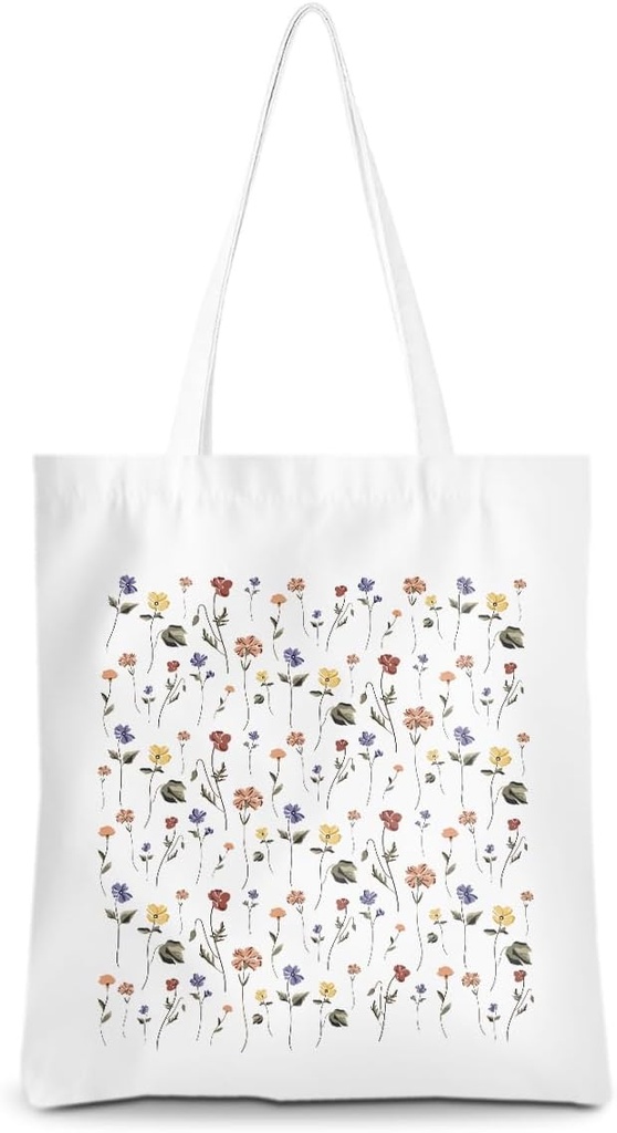 Cute Tote Bag for Women Floral Cat Gifts Boho Butterfly Forest Animals Reusable Grocery Bags Cat Lover Gifts