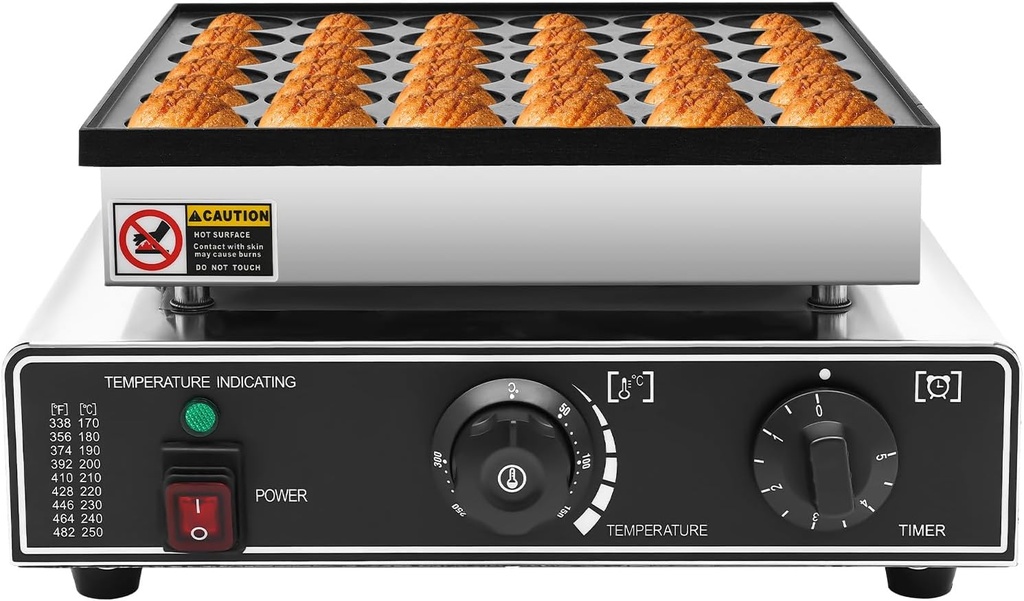 Waffle Maker, Electric Muffin Making Machine, Electric Waffle Machine, 36 Holes Desktop Electric Waffle Iron with Timer 0-5min & Adjustable Temperature 122-572℉, for Making Muffins and Waffles