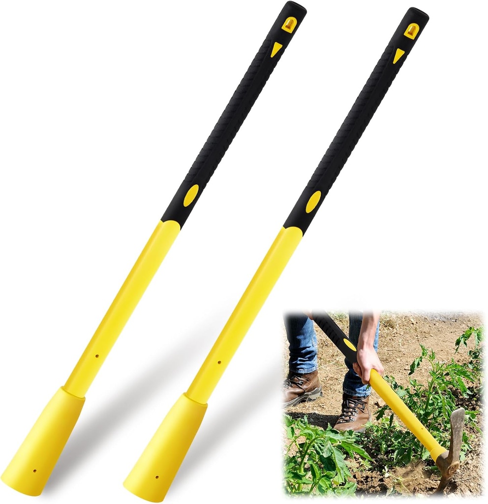 Bucherry 2 Pcs 36" Pickaxe Handle Replacement with Soft Grip, Heavy Duty Fiberglass Mattock Pick Axe Handle, for Gardening, Landscaping, Yard and Outdoors Work
