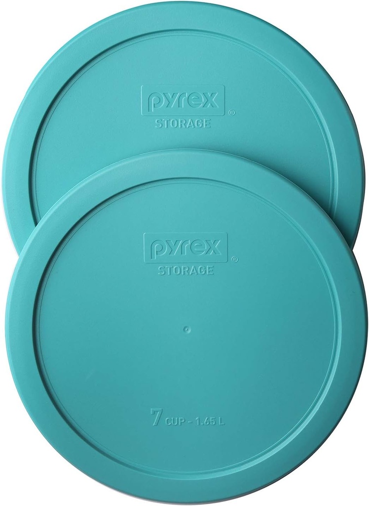 Pyrex 7402-PC 6/7-Cup Turquoise Food Storage Replacement Lid (2-Pack) - Made in USA